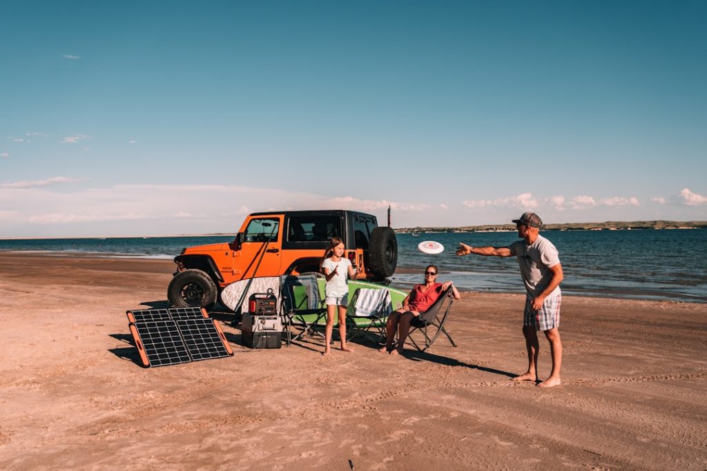 Enjoy the camping life on the beach with Jackery portable solar generator.